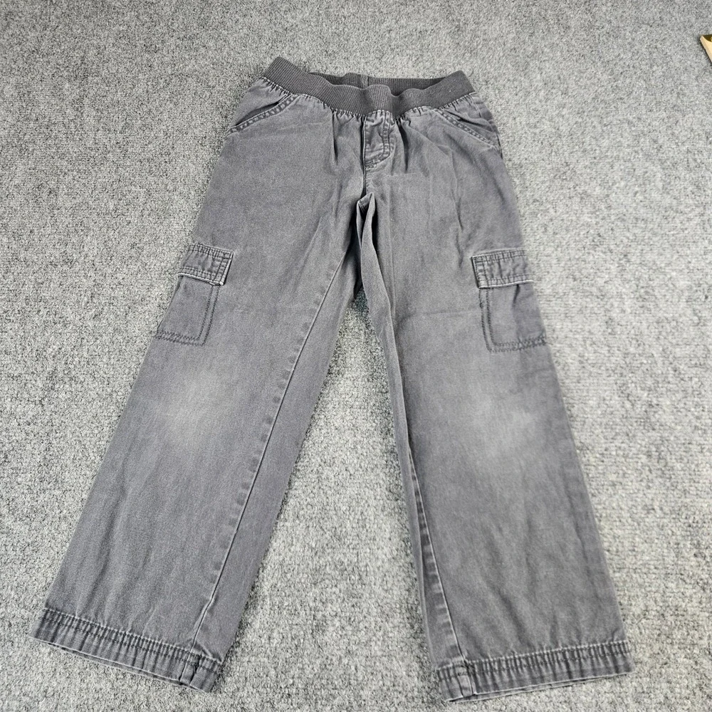 Jumping Beans Boys Charcoal Gray Cotton Cargo Pants Elastic Waist Size M 5/6